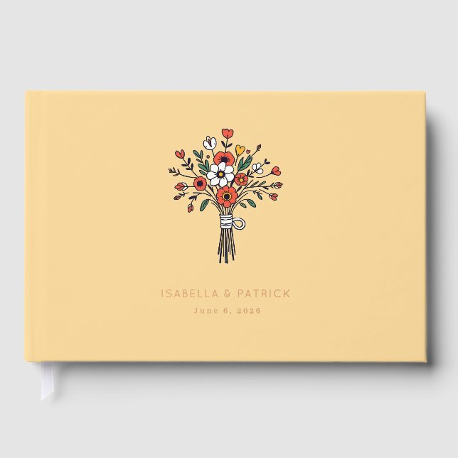 Libro De Visitas Ilustración de ramo floral amarillo alegre (Anverso)
