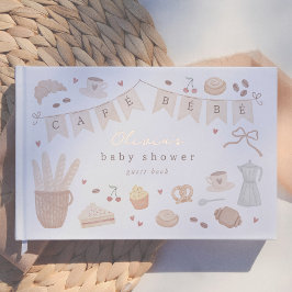 Libro De Visitas Ilustración en acuarela para Baby Shower Cafe Bebe