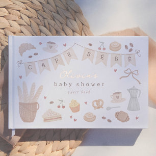Libro De Visitas Ilustración en acuarela para Baby Shower Cafe Bebe