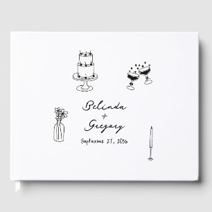 Libro De Visitas Ilustraciones de mano negra dibujados Boda