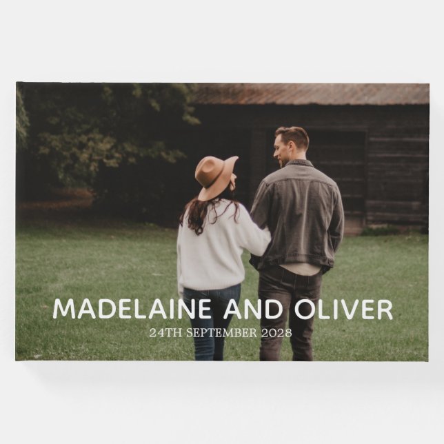 Libro De Visitas Imagen de compromiso Elegante Simple Keepsake (Anverso)