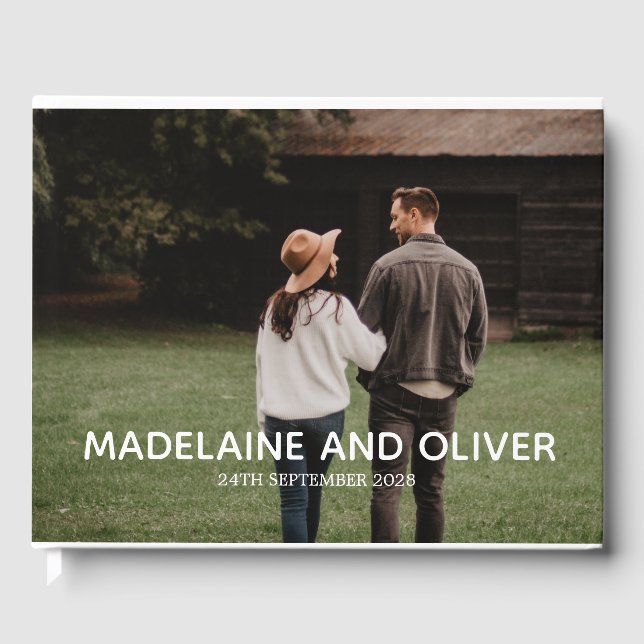 Libro De Visitas Imagen de compromiso Elegante Simple Keepsake (Anverso)