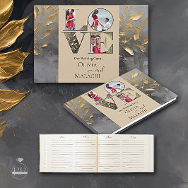 Libro De Visitas Impasto de hoja de oro Noir