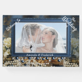 Libro De Visitas Impresión de denim azul 3D a la moda con joyas dis