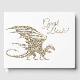 Libro De Visitas Impresionante dragón dorado de mosaico