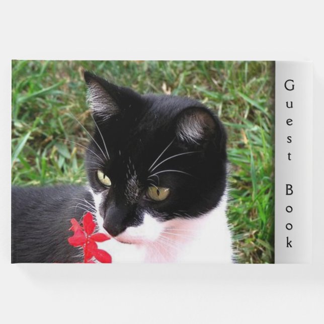 Libro De Visitas Impresionante gato de Tuxedo en Personalizado de j (Anverso)
