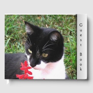 Libro De Visitas Impresionante gato de Tuxedo en Personalizado de j