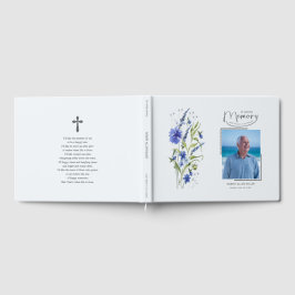 Libro De Visitas In Loving Memory Blue Floral Funeral Guest Book