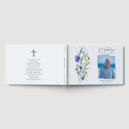 Libro De Visitas In Loving Memory Blue Floral Funeral Guest Book