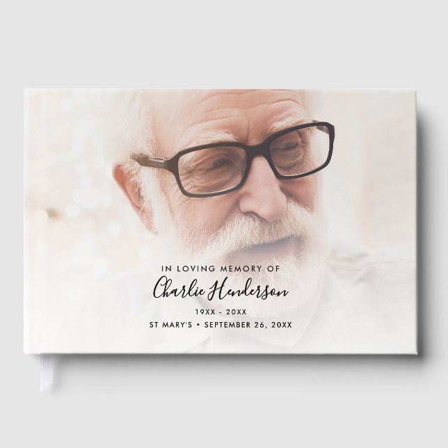 Libro De Visitas In Loving Memory Elegant Script 2-Photo Guest Book (Anverso)