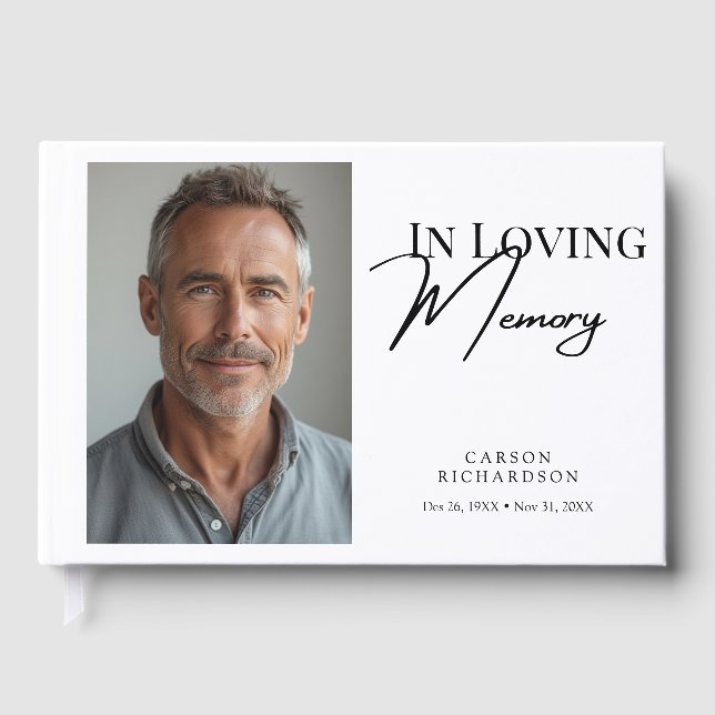 Libro De Visitas In Loving Memory Modern Photo Funeral Sympathy (Anverso)