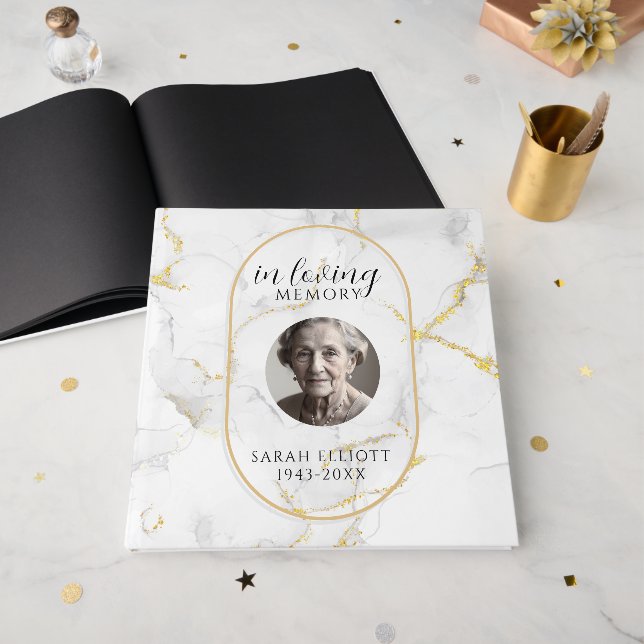 Libro De Visitas In Loving Memory  with Photo | marble  (Anverso Abierto)