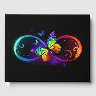Libro De Visitas Infinidad vibrante con mariposa arco iris sobre ne