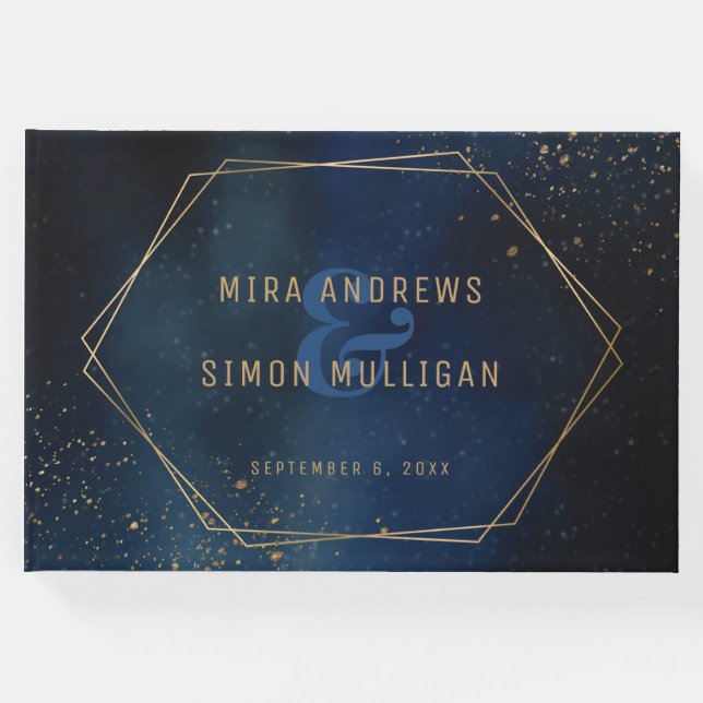 Libro De Visitas Invitación a la boda de la galaxia dorada (Anverso)