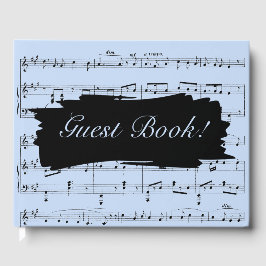 Libro De Visitas Invitación a la boda de música moderna en negro y