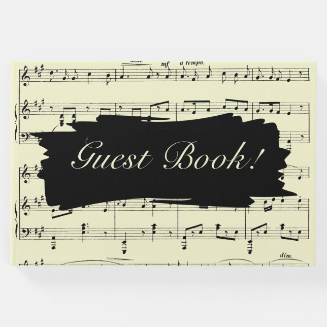 Libro De Visitas Invitación de boda de música negra y amarilla mode (Anverso)