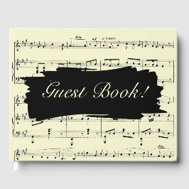 Libro De Visitas Invitación de boda de música negra y amarilla mode