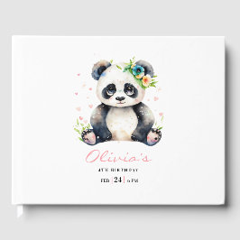 Libro De Visitas Invitación de cumpleaños de Panda, cumpleaños de C