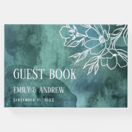 Libro De Visitas Invitación minimalista de magnolia en acuarela