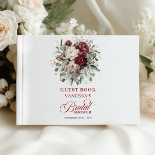 Libro De Visitas Invitada de Desayuno Nupcial Floral Dorado Refined