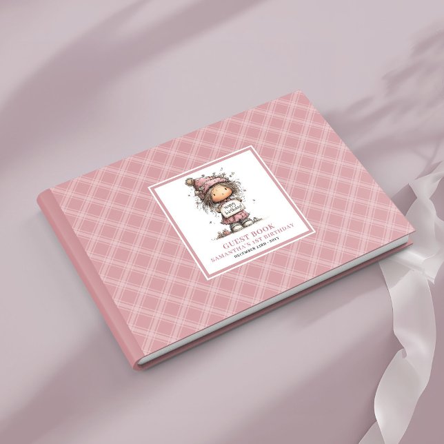 Libro De Visitas Invitado a la fiesta de cumpleaños número 9 de la  (Whimsy dusty pink girl 9th birthday party guest book)