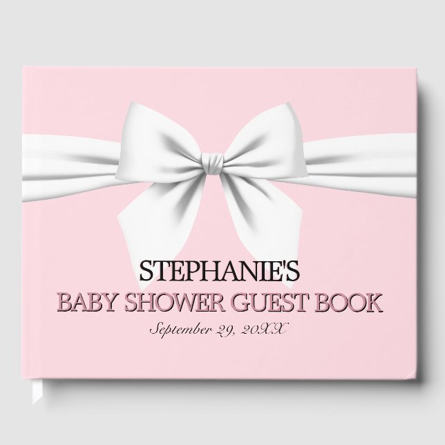 Libro De Visitas Invitado de Baby Shower sobre el tema Glam Pink Ti (Anverso)