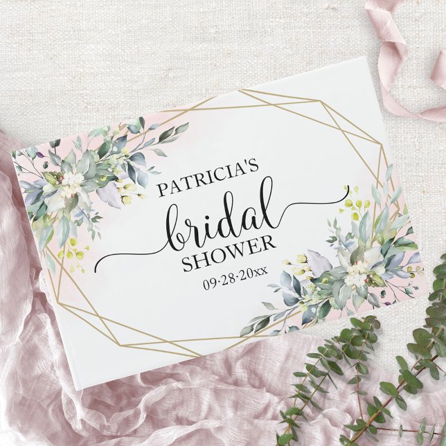 Libro De Visitas Invitado de Boda de Greenery Eucalyptus Geométrico (Subido por el creador)