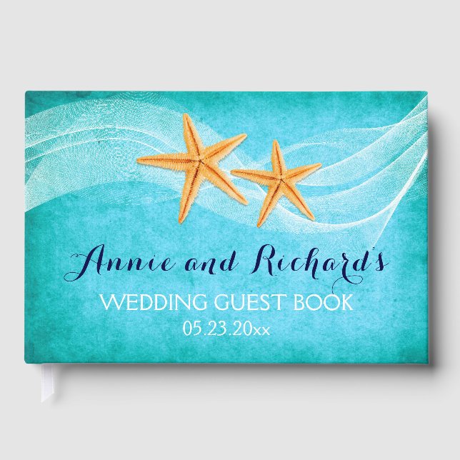 Libro De Visitas Invitado de boda de la playa de Starfish (Anverso)