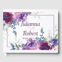 Invitado de boda floral de acuarela púrpura y malv