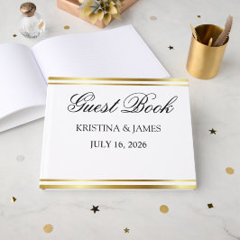Libro De Visitas Invitado de Boda Simple Elegante Minimalista Marfi