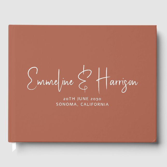 Libro De Visitas Invitado de casamiento personalizado de estilo mod (Anverso)