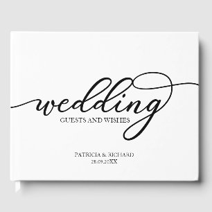 Libro De Visitas Invitados De Boda Y Deseos Chic Script Negro