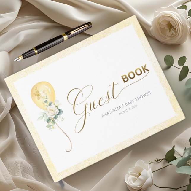 Libro De Visitas It’s A Boy Baby Shower –Gold Balloon & Greenery (Subido por el creador)