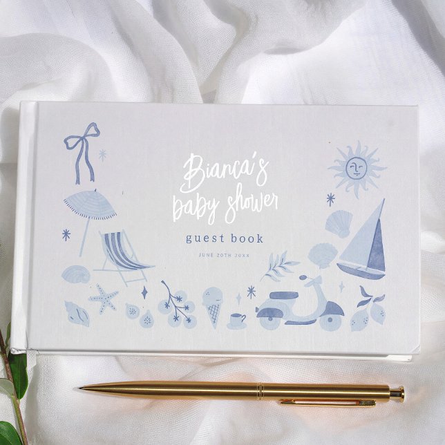 Libro De Visitas Italian Blue Boy Mediterranean Baby Shower (Subido por el creador)