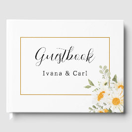 Libro De Visitas IVANA Elegante Boda de flores amarillas y blancas