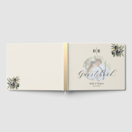 Libro De Visitas Ivory Olive Photo Monogram Wedding