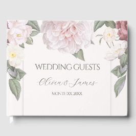 Libro De Visitas Jardín de Rosas Rosadas Elegantes Boda