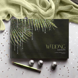 Libro De Visitas Jewel Palm Leaf Boda Green ID830