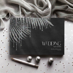 Libro De Visitas Jewel Palm Leaf Boda Silver ID830