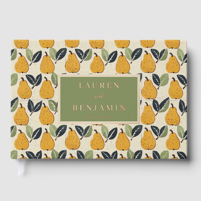 Libro De Visitas Joyful Yellow Botanical Pear Motive (Anverso)