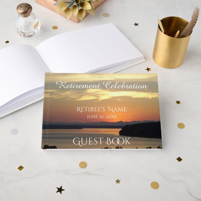 Libro De Visitas Jubilación de atardecer de capa marina naranja (Anverso Abierto)