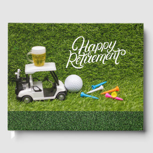 Libro De Visitas Jubilación de golf con cerveza en carrito de golf