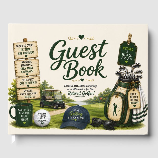 Libro De Visitas Jubilación de golf en campo de golf (Anverso)