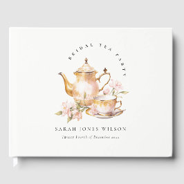 Libro De Visitas Juego de té floral de oro rosa para fiesta de desp