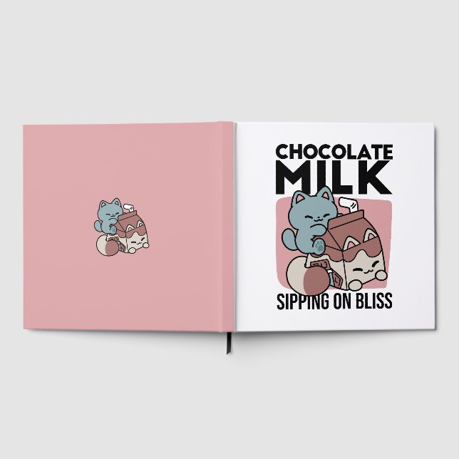 Libro De Visitas Kawaii Chocolate Milk Cat – Cozy Drink & Cuteness  (Lleno)