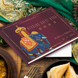 Libro De Visitas Keepsake, un Boda indio dorado y rojo vibrante