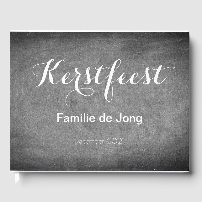 Libro De Visitas Kerstfeest Schoolbord Stijl Krijtjes Typography (Anverso)