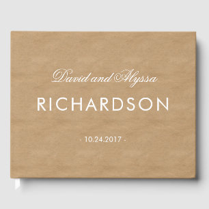 Libro De Visitas Kraft Paper Look con un texto blanco elegante