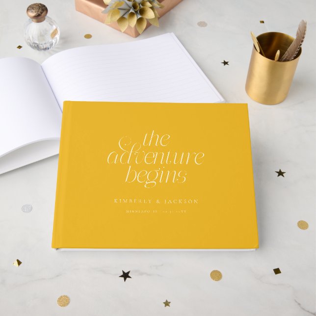 Libro De Visitas La aventura comienza Boda amarilla (Anverso Abierto)