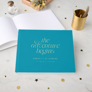 Libro De Visitas La Aventura Comienza Boda Aqua Azul